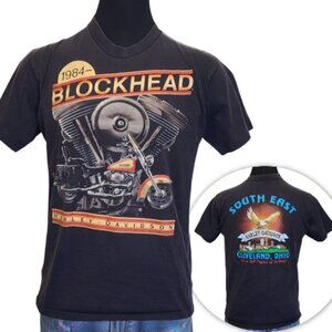 True Vintage 1991 L Harley Davidson 1984 Blockhead Cleveland Shirt Shoulder Fade